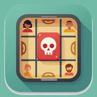 Cozy Culprits app icon — a skull card on a cozy puzzle grid