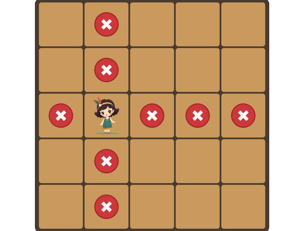 Board showing suspects placed one per row and column